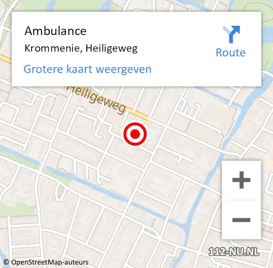 Locatie op kaart van de 112 melding: Ambulance Krommenie, Heiligeweg op 17 juli 2024 20:36