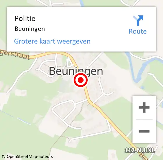 Locatie op kaart van de 112 melding: Politie Beuningen op 17 juli 2024 20:51