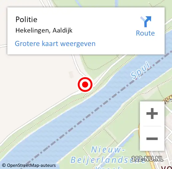 Locatie op kaart van de 112 melding: Politie Hekelingen, Aaldijk op 17 juli 2024 21:07