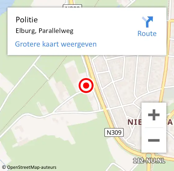 Locatie op kaart van de 112 melding: Politie Elburg, Parallelweg op 17 juli 2024 21:10