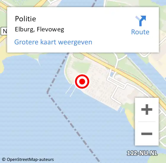 Locatie op kaart van de 112 melding: Politie Elburg, Flevoweg op 17 juli 2024 21:11