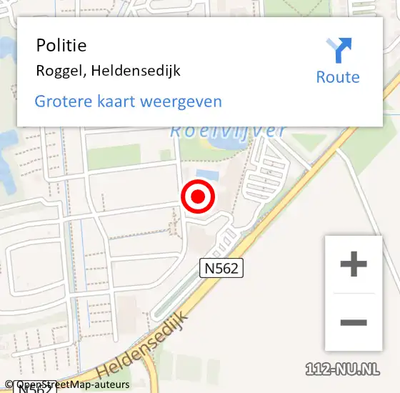 Locatie op kaart van de 112 melding: Politie Roggel, Heldensedijk op 17 juli 2024 22:07