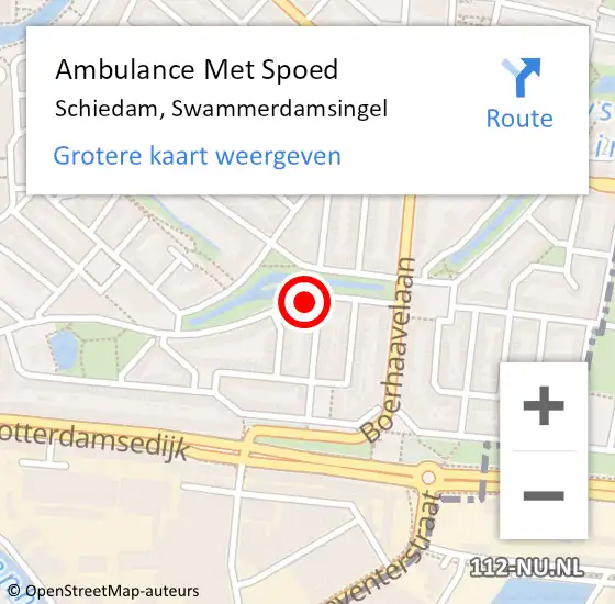 Locatie op kaart van de 112 melding: Ambulance Met Spoed Naar Schiedam, Swammerdamsingel op 17 juli 2024 22:15