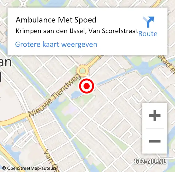 Locatie op kaart van de 112 melding: Ambulance Met Spoed Naar Krimpen aan den IJssel, Van Scorelstraat op 17 juli 2024 22:30