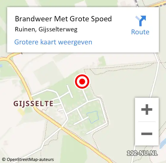 Locatie op kaart van de 112 melding: Brandweer Met Grote Spoed Naar Ruinen, Gijsselterweg op 17 juli 2024 22:42