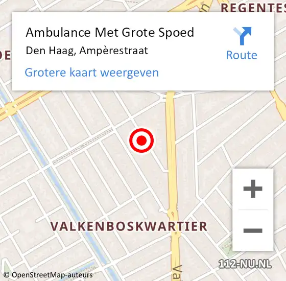 Locatie op kaart van de 112 melding: Ambulance Met Grote Spoed Naar Den Haag, Ampèrestraat op 17 juli 2024 22:48