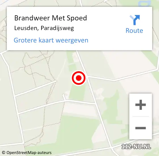 Locatie op kaart van de 112 melding: Brandweer Met Spoed Naar Leusden, Paradijsweg op 17 juli 2024 22:55