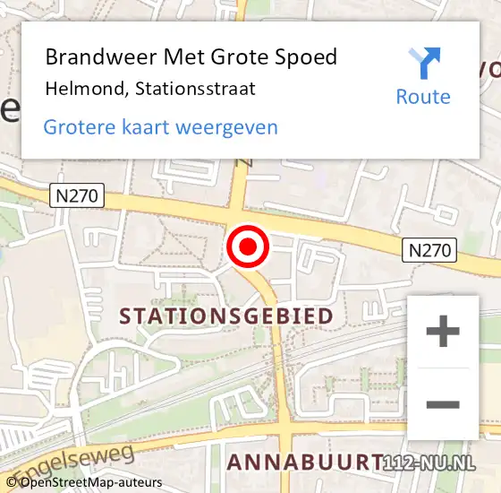 Locatie op kaart van de 112 melding: Brandweer Met Grote Spoed Naar Helmond, Stationsstraat op 17 juli 2024 23:45