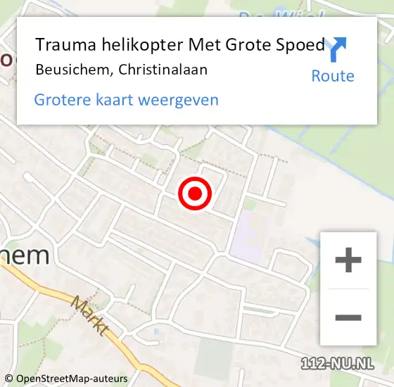 Locatie op kaart van de 112 melding: Trauma helikopter Met Grote Spoed Naar Beusichem, Christinalaan op 18 juli 2024 00:55