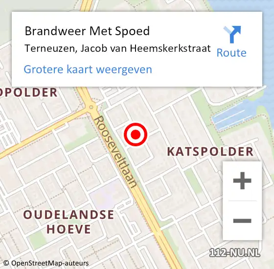 Locatie op kaart van de 112 melding: Brandweer Met Spoed Naar Terneuzen, Jacob van Heemskerkstraat op 18 juli 2024 01:09