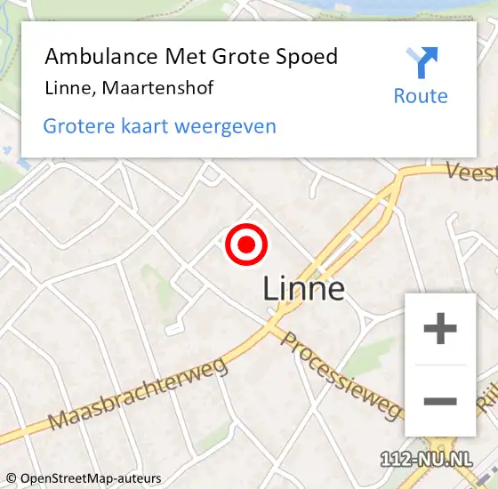 Locatie op kaart van de 112 melding: Ambulance Met Grote Spoed Naar Linne, Maartenshof op 18 juli 2024 01:20