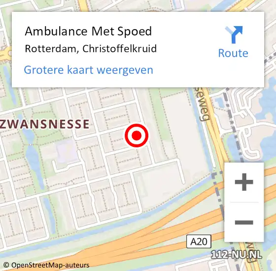 Locatie op kaart van de 112 melding: Ambulance Met Spoed Naar Rotterdam, Christoffelkruid op 18 juli 2024 01:26