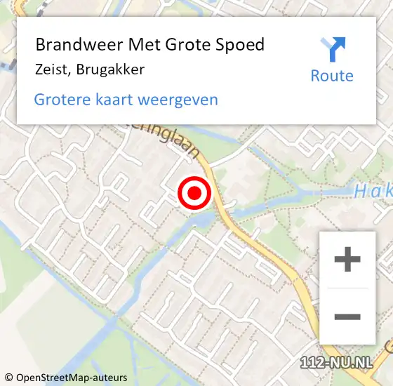 Locatie op kaart van de 112 melding: Brandweer Met Grote Spoed Naar Zeist, Brugakker op 18 juli 2024 01:31