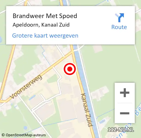 Locatie op kaart van de 112 melding: Brandweer Met Spoed Naar Apeldoorn, Kanaal Zuid op 18 juli 2024 01:37