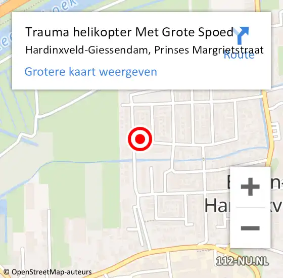 Locatie op kaart van de 112 melding: Trauma helikopter Met Grote Spoed Naar Hardinxveld-Giessendam, Prinses Margrietstraat op 18 juli 2024 01:40
