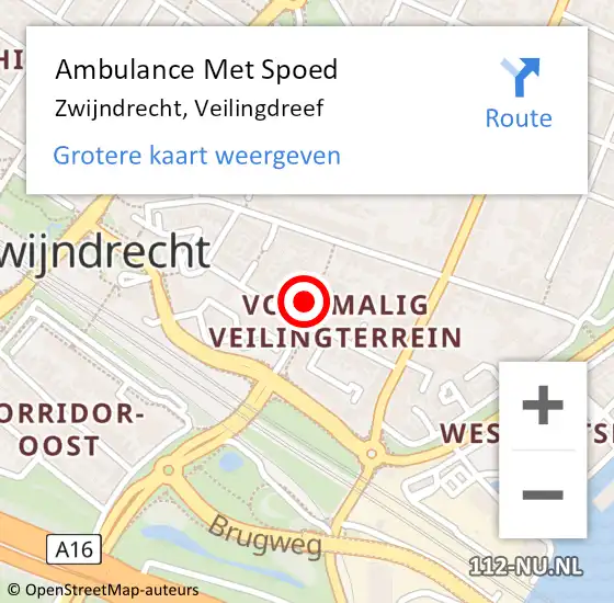 Locatie op kaart van de 112 melding: Ambulance Met Spoed Naar Zwijndrecht, Veilingdreef op 18 juli 2024 02:00