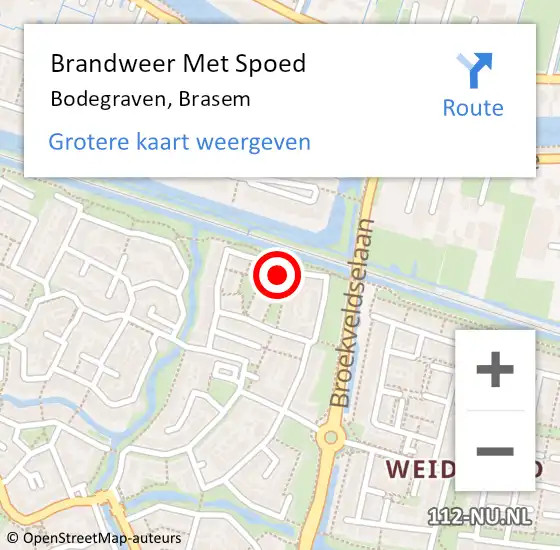 Locatie op kaart van de 112 melding: Brandweer Met Spoed Naar Bodegraven, Brasem op 18 juli 2024 02:33