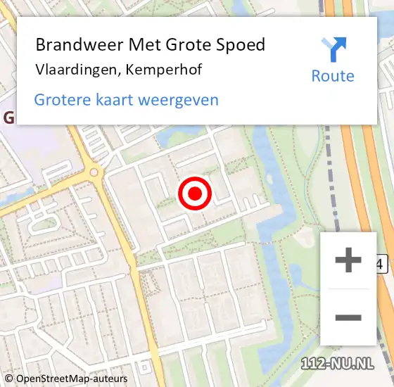 Locatie op kaart van de 112 melding: Brandweer Met Grote Spoed Naar Vlaardingen, Kemperhof op 18 juli 2024 03:16