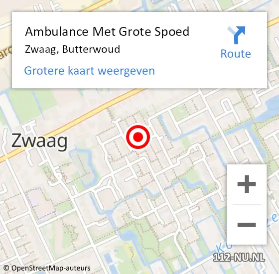 Locatie op kaart van de 112 melding: Ambulance Met Grote Spoed Naar Zwaag, Butterwoud op 18 juli 2024 03:23