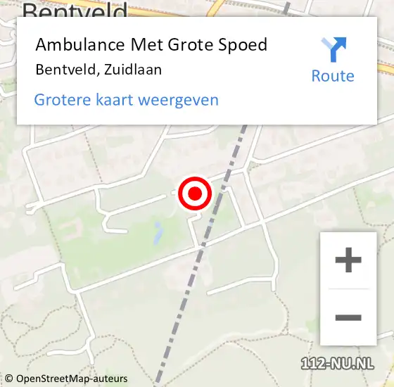 Locatie op kaart van de 112 melding: Ambulance Met Grote Spoed Naar Bentveld, Zuidlaan op 18 juli 2024 03:36