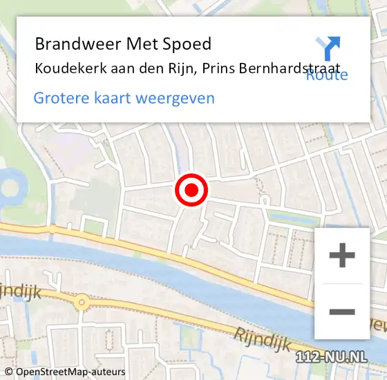 Locatie op kaart van de 112 melding: Brandweer Met Spoed Naar Koudekerk aan den Rijn, Prins Bernhardstraat op 18 juli 2024 03:54