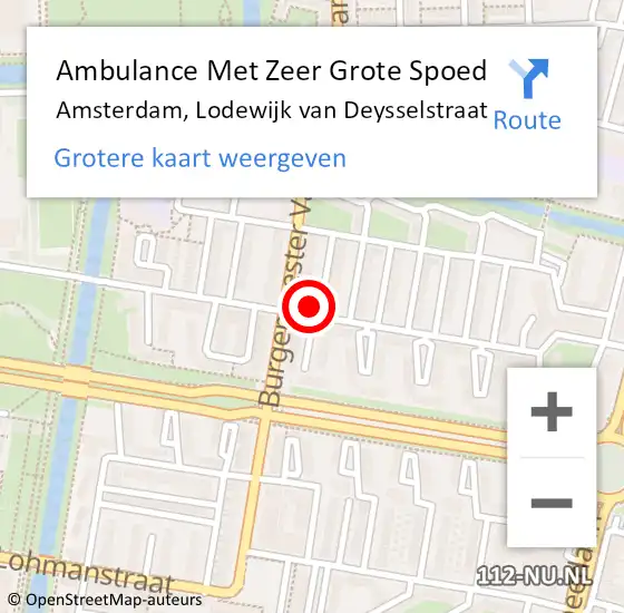 Locatie op kaart van de 112 melding: Ambulance Met Zeer Grote Spoed Naar Amsterdam, Lodewijk van Deysselstraat op 18 juli 2024 04:25