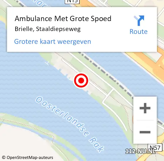 Locatie op kaart van de 112 melding: Ambulance Met Grote Spoed Naar Brielle, Staaldiepseweg op 18 juli 2024 05:38