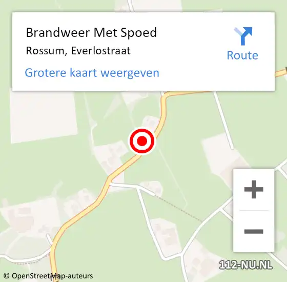 Locatie op kaart van de 112 melding: Brandweer Met Spoed Naar Rossum, Everlostraat op 18 juli 2024 06:03