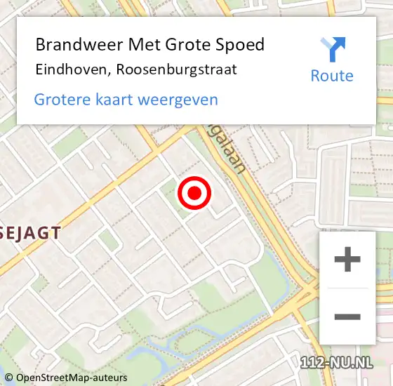 Locatie op kaart van de 112 melding: Brandweer Met Grote Spoed Naar Eindhoven, Roosenburgstraat op 18 juli 2024 07:02