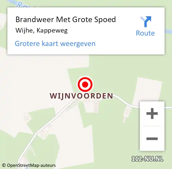 Locatie op kaart van de 112 melding: Brandweer Met Grote Spoed Naar Wijhe, Kappeweg op 18 juli 2024 07:24