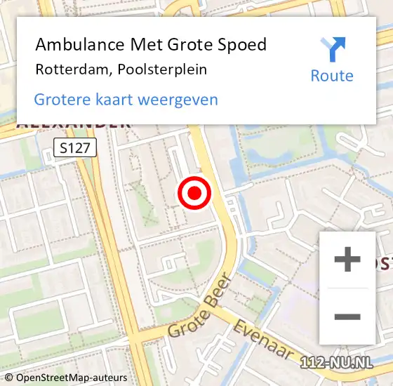 Locatie op kaart van de 112 melding: Ambulance Met Grote Spoed Naar Rotterdam, Poolsterplein op 18 juli 2024 07:44