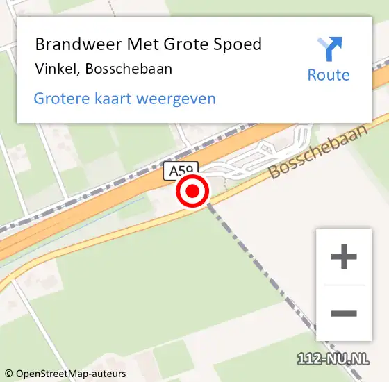 Locatie op kaart van de 112 melding: Brandweer Met Grote Spoed Naar Vinkel, Bosschebaan op 18 juli 2024 07:55