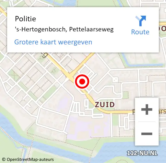 Locatie op kaart van de 112 melding: Politie 's-Hertogenbosch, Pettelaarseweg op 18 juli 2024 08:02