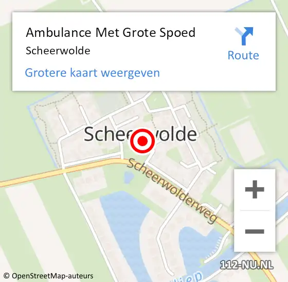 Locatie op kaart van de 112 melding: Ambulance Met Grote Spoed Naar Scheerwolde op 18 juli 2024 08:08