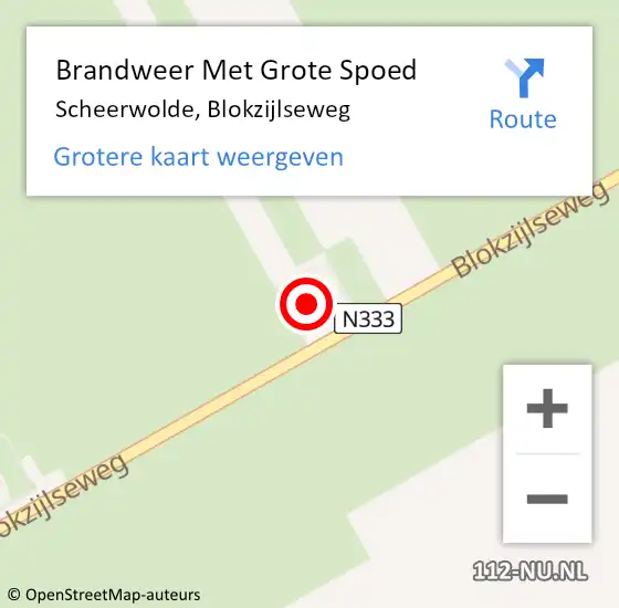 Locatie op kaart van de 112 melding: Brandweer Met Grote Spoed Naar Scheerwolde, Blokzijlseweg op 18 juli 2024 08:08