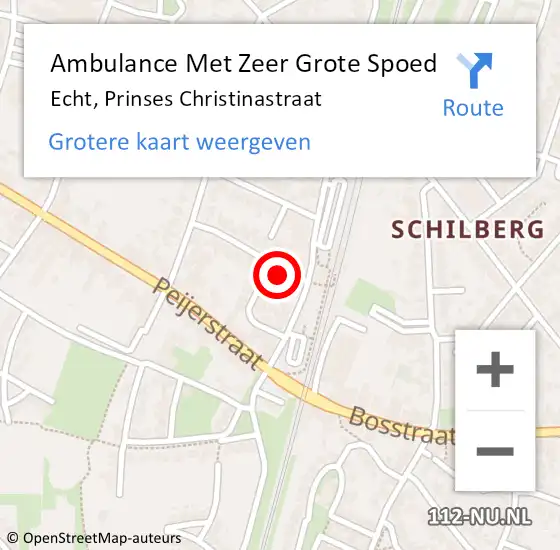 Locatie op kaart van de 112 melding: Ambulance Met Zeer Grote Spoed Naar Echt, Prinses Christinastraat op 18 juli 2024 08:10