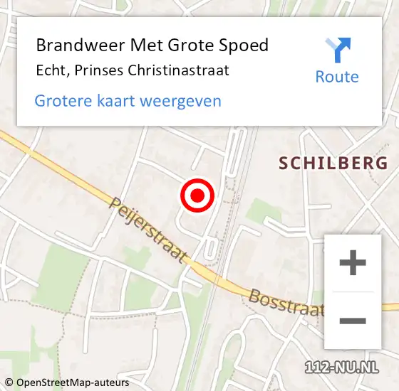 Locatie op kaart van de 112 melding: Brandweer Met Grote Spoed Naar Echt, Prinses Christinastraat op 18 juli 2024 08:10