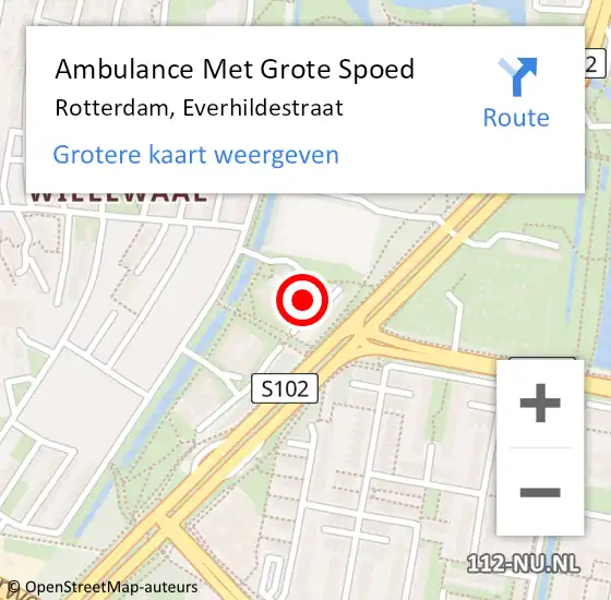 Locatie op kaart van de 112 melding: Ambulance Met Grote Spoed Naar Rotterdam, Everhildestraat op 18 juli 2024 08:12