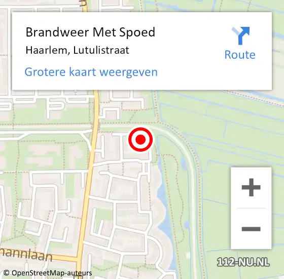 Locatie op kaart van de 112 melding: Brandweer Met Spoed Naar Haarlem, Lutulistraat op 18 juli 2024 08:21