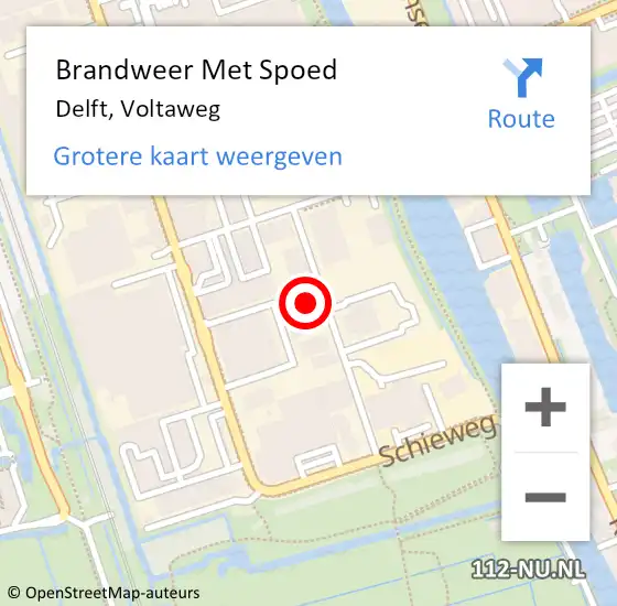 Locatie op kaart van de 112 melding: Brandweer Met Spoed Naar Delft, Voltaweg op 18 juli 2024 08:25