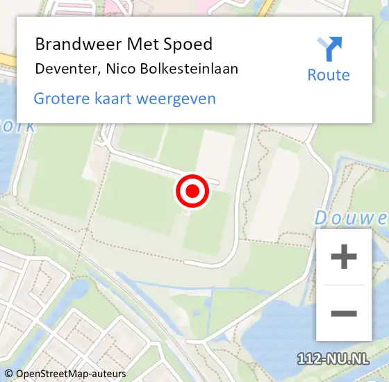 Locatie op kaart van de 112 melding: Brandweer Met Spoed Naar Deventer, Nico Bolkesteinlaan op 18 juli 2024 08:26