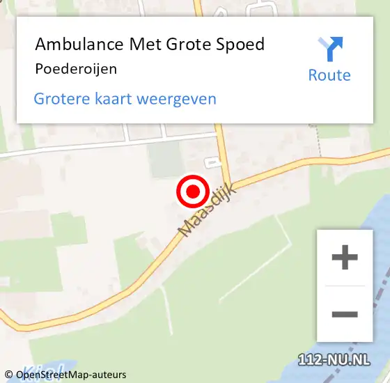 Locatie op kaart van de 112 melding: Ambulance Met Grote Spoed Naar Poederoijen op 18 juli 2024 08:42