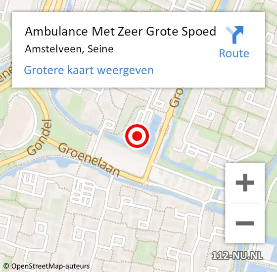 Locatie op kaart van de 112 melding: Ambulance Met Zeer Grote Spoed Naar Amstelveen, Seine op 18 juli 2024 08:46