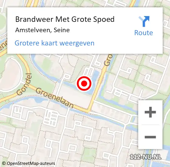 Locatie op kaart van de 112 melding: Brandweer Met Grote Spoed Naar Amstelveen, Seine op 18 juli 2024 08:46