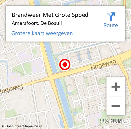 Locatie op kaart van de 112 melding: Brandweer Met Grote Spoed Naar Amersfoort, De Bosuil op 18 juli 2024 08:47