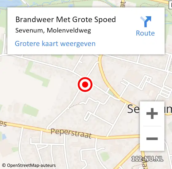 Locatie op kaart van de 112 melding: Brandweer Met Grote Spoed Naar Sevenum, Molenveldweg op 18 juli 2024 09:01