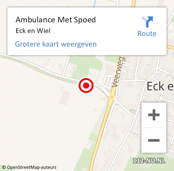 Locatie op kaart van de 112 melding: Ambulance Met Spoed Naar Eck en Wiel op 18 juli 2024 09:12