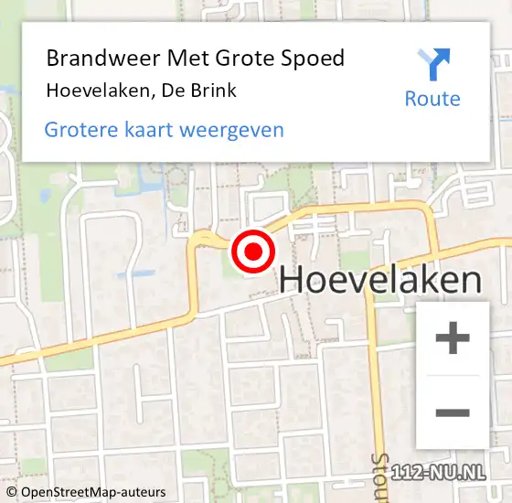 Locatie op kaart van de 112 melding: Brandweer Met Grote Spoed Naar Hoevelaken, De Brink op 18 juli 2024 09:24