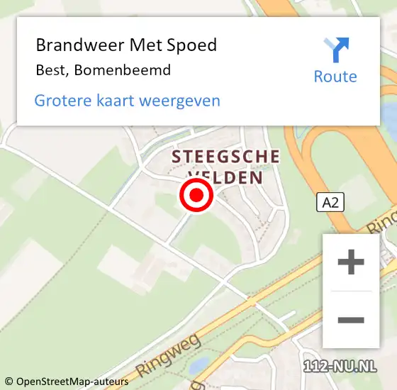 Locatie op kaart van de 112 melding: Brandweer Met Spoed Naar Best, Bomenbeemd op 18 juli 2024 09:25