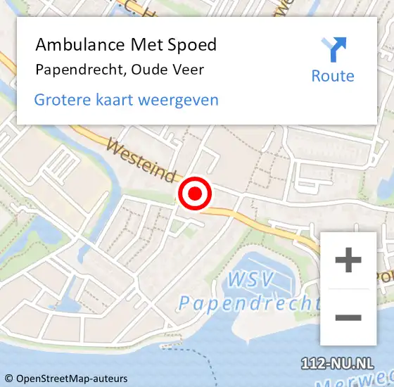 Locatie op kaart van de 112 melding: Ambulance Met Spoed Naar Papendrecht, Oude Veer op 18 juli 2024 09:52